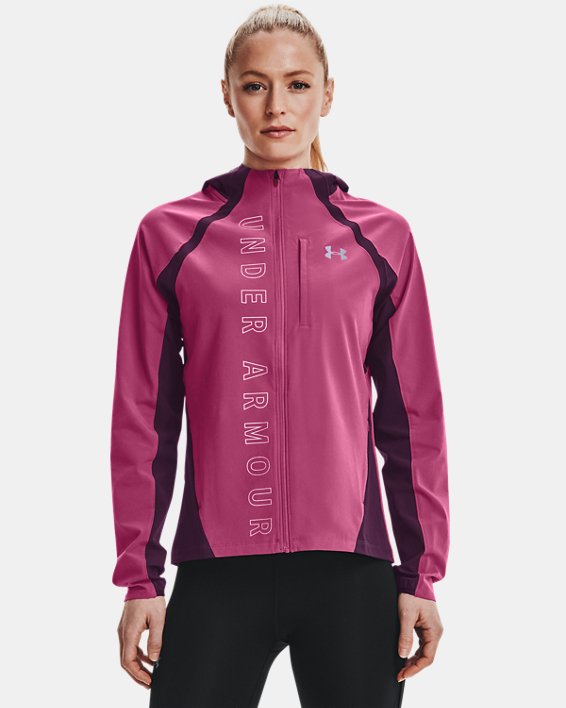 Women's UA Qualifier OutRun The Storm Jacket, Red, pdpMainDesktop image number 0